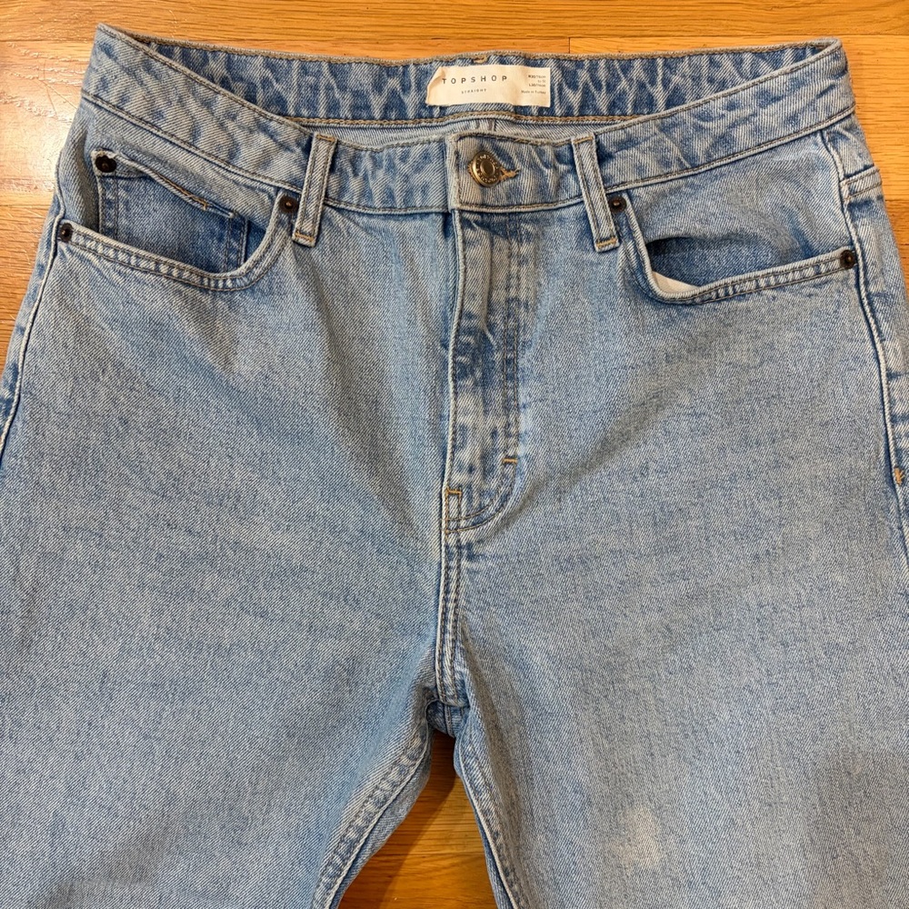 Topshop straight leg jeans raw hem